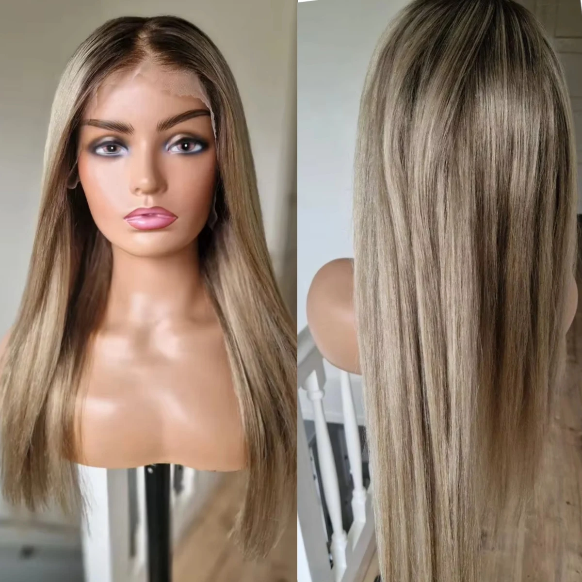 28 Inches Futura Fibre Synthetic Wig Chestnut Brown Natural Straight Wig Heat Resistant Lace Front Wig Women Daily Party Used