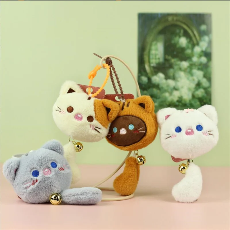 

1PCS 15cm Cute Bell Cats Pendant Plush Toy Stuffed Animal Doll Bag Pendant Doll Keychain Doll 4 Colors