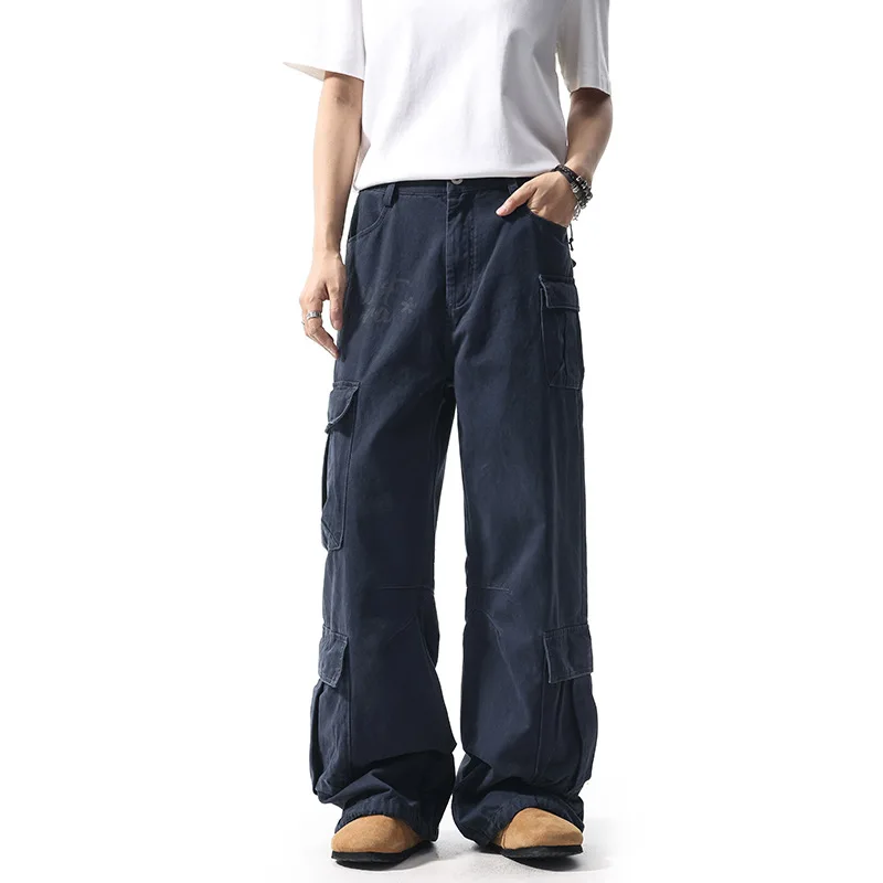 

Multi-pocket Cargo Pants Men Women Streetwear Fashion Loose Causal Straight Wide Leg Pants Hip Hop Trousers