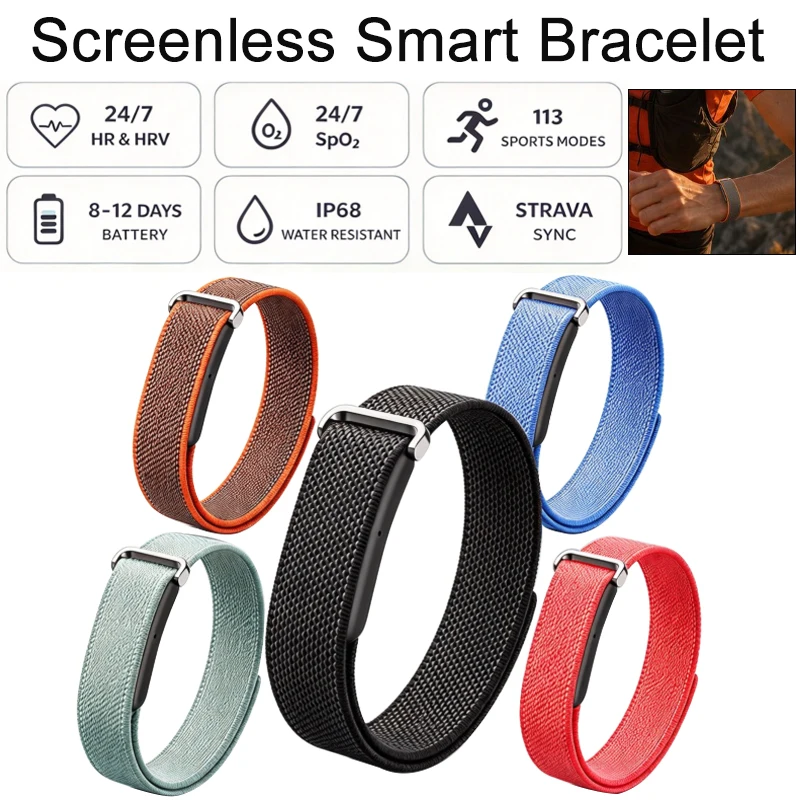 Screenless Smart Bracelet with NFC Fitness Tracker Band Heart Rate Blood Pressure Monitor Waterproof Multi-function Watches