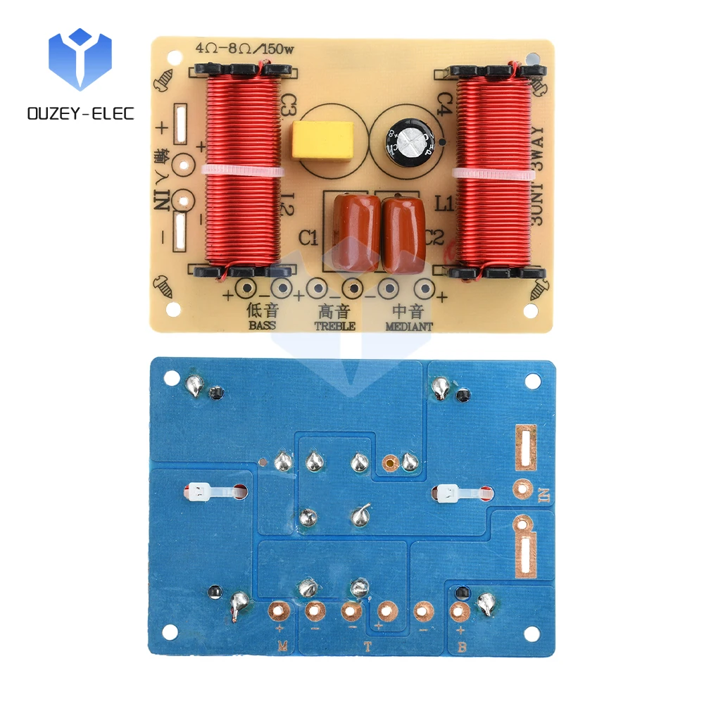 Divisor de frecuencia de altavoz HiFi de 3 vías, filtro cruzado de Audio de 150W, divisor de frecuencia de graves altos y agudos para uso profesional o doméstico