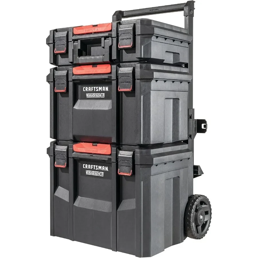 `CMST60420 4-Piece Modular Stackable Rolling Tower Tool Storage System, IP65 Dust & Water Resistant Tool Box with 7
