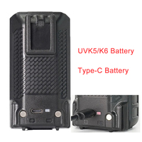 QUANSHENG UV-K5 UV-K6 Walkie Talkie Battery Thicken Real 2600mAh/3500mAh Type-C Charge Battery For UVK5 Radio Parts 18650 Cell