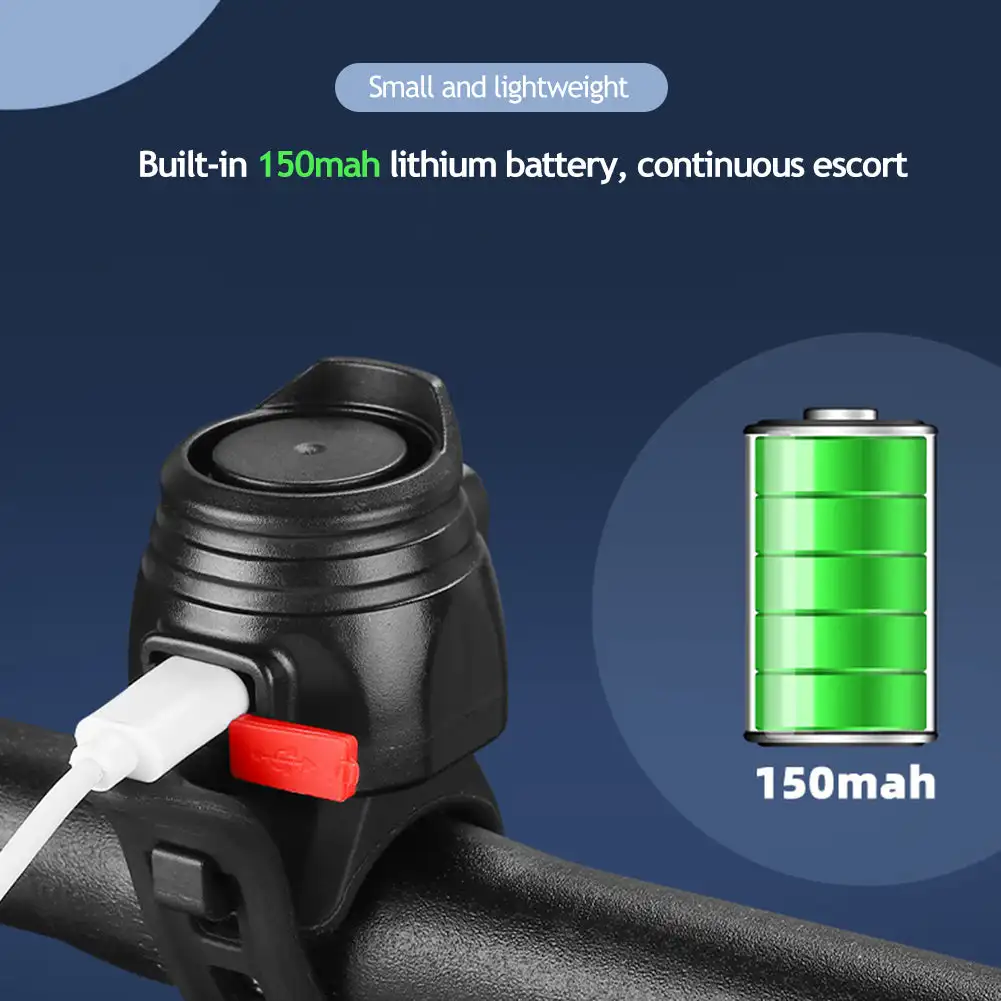 Campanello elettrico USB ricaricabile per bicicletta corno per moto 6 modalità manubrio MTB ciclismo su strada allarme antifurto corno accessori per bici