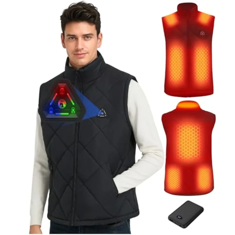 

CYCYHEAT Heated Vest for Women and Men - Quilted Lightweight Heating Jacket Coat Upgraded 7.4V 10000 mAh Battery Pack