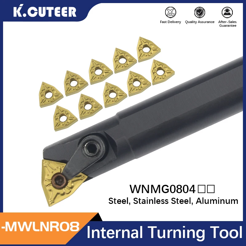 Conjunto de Suporte de Ferramenta de Torneamento Interno Ferramentas de Corte Cnc Insere Barra de Torno S16q-mwlnr08 S18r-mwlnr08 S20r-mwlnr08 Wnmg08