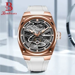 BRUBOSES Male Wristwatch Luxury Automatic Winding Silicone Band Mechanical Watch for Men Luminous Waterproof Clock Reloj Hombre