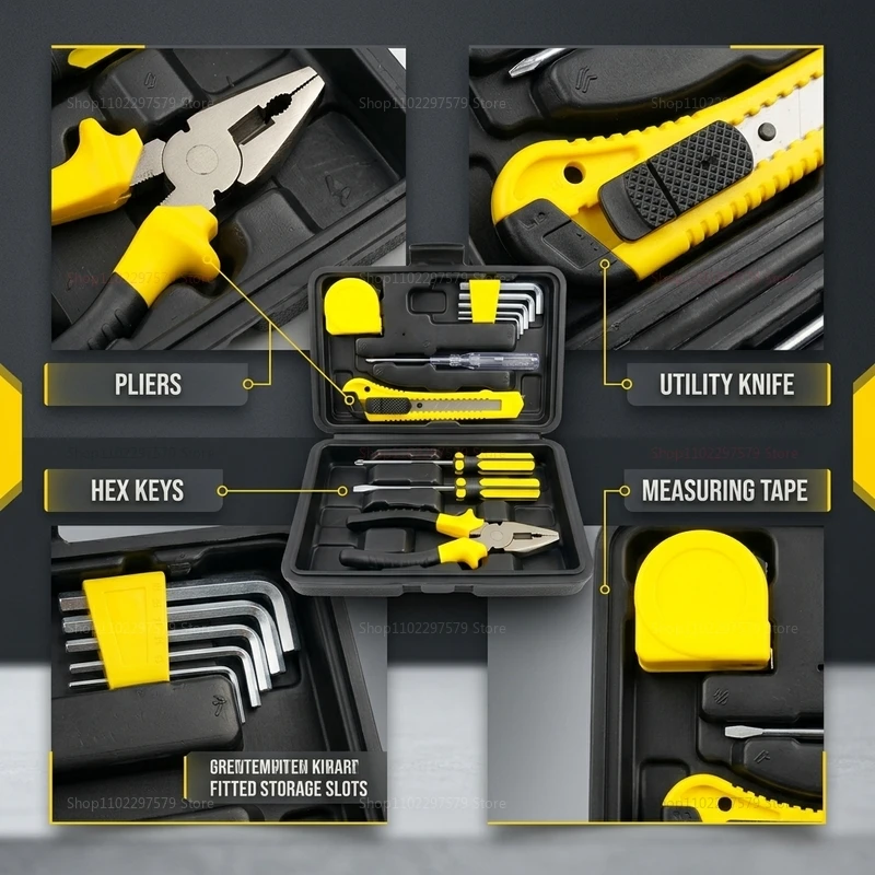 12Pcs Portable Tool Kit with Storage Case DIY Camping Outdoor Home Workshop Maintenance Multi Purpose Repair Tools Set