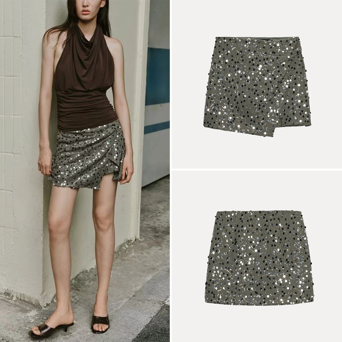 

Z Women's Faion Skirt 2025 New Sle Versatile Pearl Decorated Double-breasted Casual Mid-waist A-line Skirt