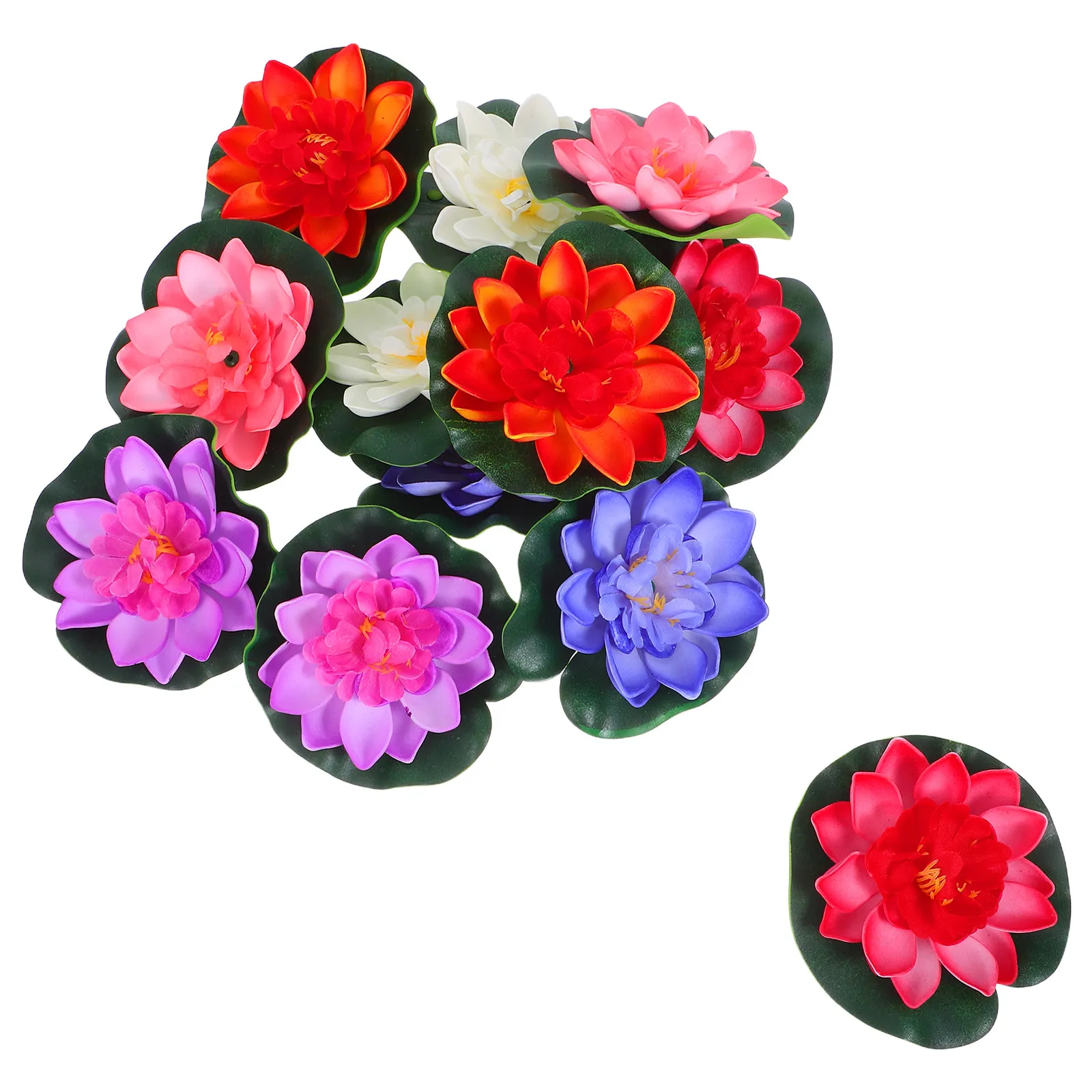 12Pcs Artificial Water Lily Floating Lotus Flowers Realistic Pond Decoration Floating Plants for Pool Fountain