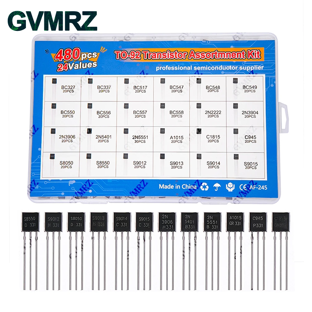 �y�Z�[�����z480�� 24��� TO-92 �g�����W�X�^�l�ߍ��킹�L�b�g (2N2222/S8050/BC337�Ȃ�) Arduino DIY �d�q�v���W�F�N�g�p�{�b�N�X