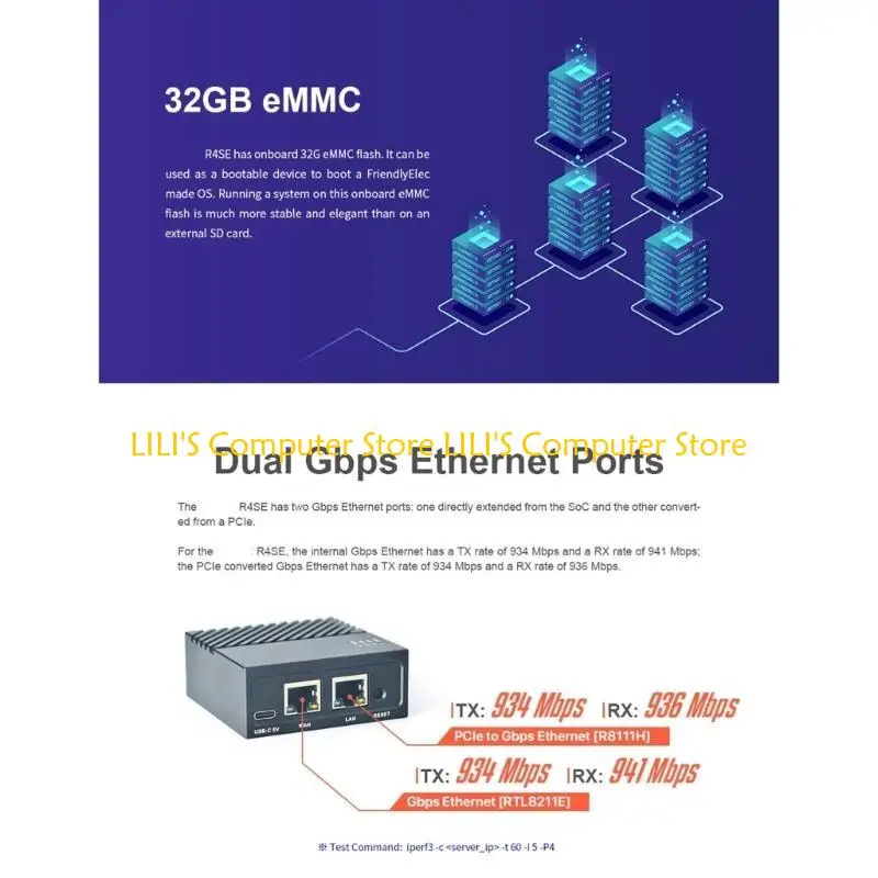 A52B NetworkNG Router لـ Nanopi R4SE Double GBPS Storage 32GB وذاكرة 4 جيجابايت