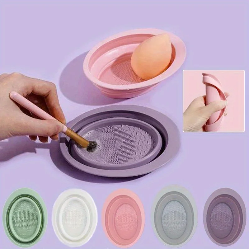 Bol de nettoyage pliable en silicone souple pour pinceaux de maquillage, tapis de nettoyage, boîte de nettoyage pour pinceaux à paupières, outils de nettoyage