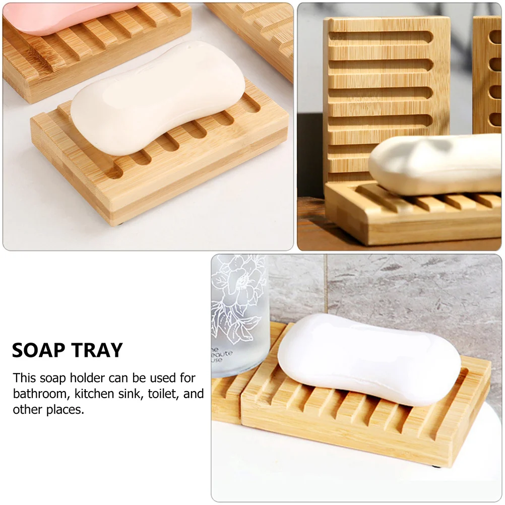 

2pcs Bamboo Holder Waterfall Soap Tray Waterfall Drainable Tray For Bathroom Kitchen Sink Shower Storage Organizer