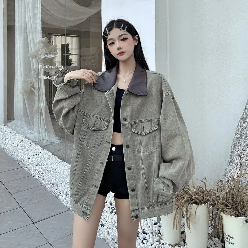 

Американские ретро-женщины, осенний новый высококачественный свободный топ с воротником в стиле BF, модный топ с длинными рукавами