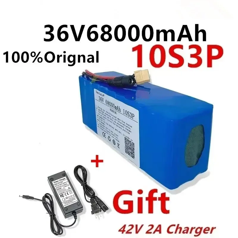 

New 36V 10S3P 68Ah 500W High power capacity 42V 18650 lithium battery pack ebike electric car bicycle motor scooter BMS