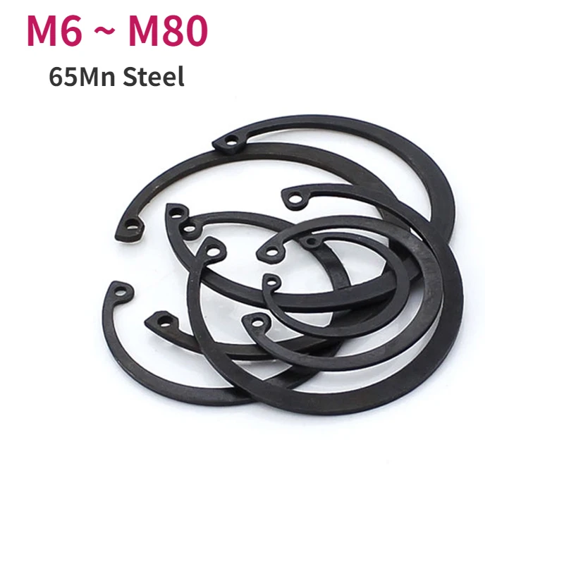 M6M7 M8 M9 M10 M11 M12 M13~M80 65Mn Manganese Steel Circlip for Hole Black C Type Inner Retaining Ring Snap Buckle Elastic Clamp