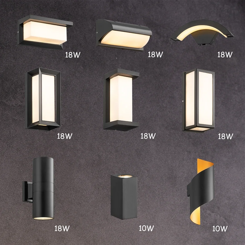 Imagem -02 - Outdoor Led up And Down Wall Light Iluminação Doméstica à Prova Dágua 10w 18w Pórtico Jardim Preto