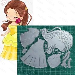Princess With Half Tied Hair Rose Metal Cutting Die Metal Cutting Die for DIY Scrapbooking Crafts Handmade Christmas Gift Card