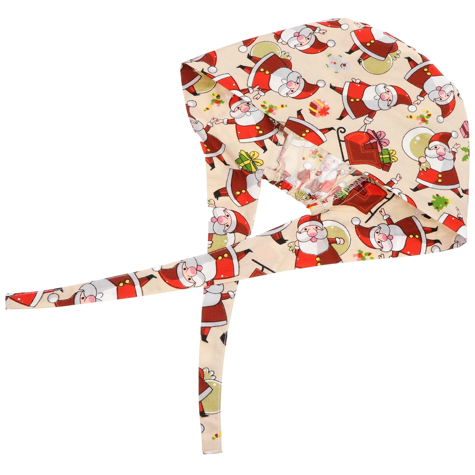 Botones de gorro de trabajo a prueba de polvo con estampado navideño de algodón, cubierta sanitaria para la cabeza para enfermera Spa