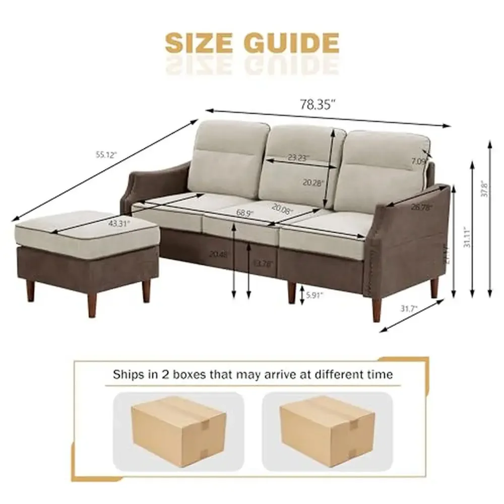 Modern L-Shaped Sectional Sofa with Reversible Ottoman Storage Bags Microfiber Sofas Couches Comfortable Seating Solid Frame