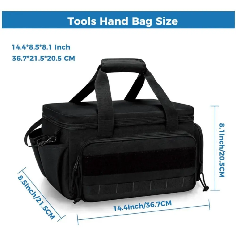 Polyester Tool Storage Bag Large Capacity Organized Storage Work Handbag Multiple Compartments Reinforced Construction
