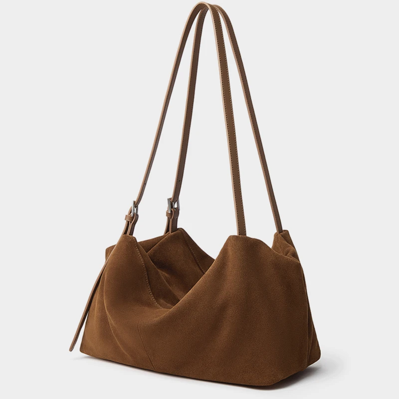 

Hifashion Ретро замшевые сумки-тоут из коровьей кожи для женщин 2025 Роскошные дизайнерские сумки на плечо подмышками Бродяги Женские сумки