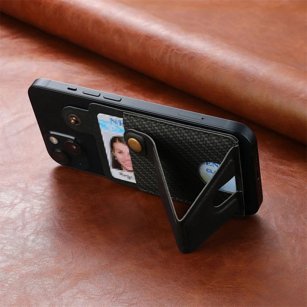 

Кожаный держатель для карт для телефона с регулируемой подставкой, задняя клейкая наклейка, карманный держатель для карт, чехол для удостоверения личности, чехол для задней панели телефона