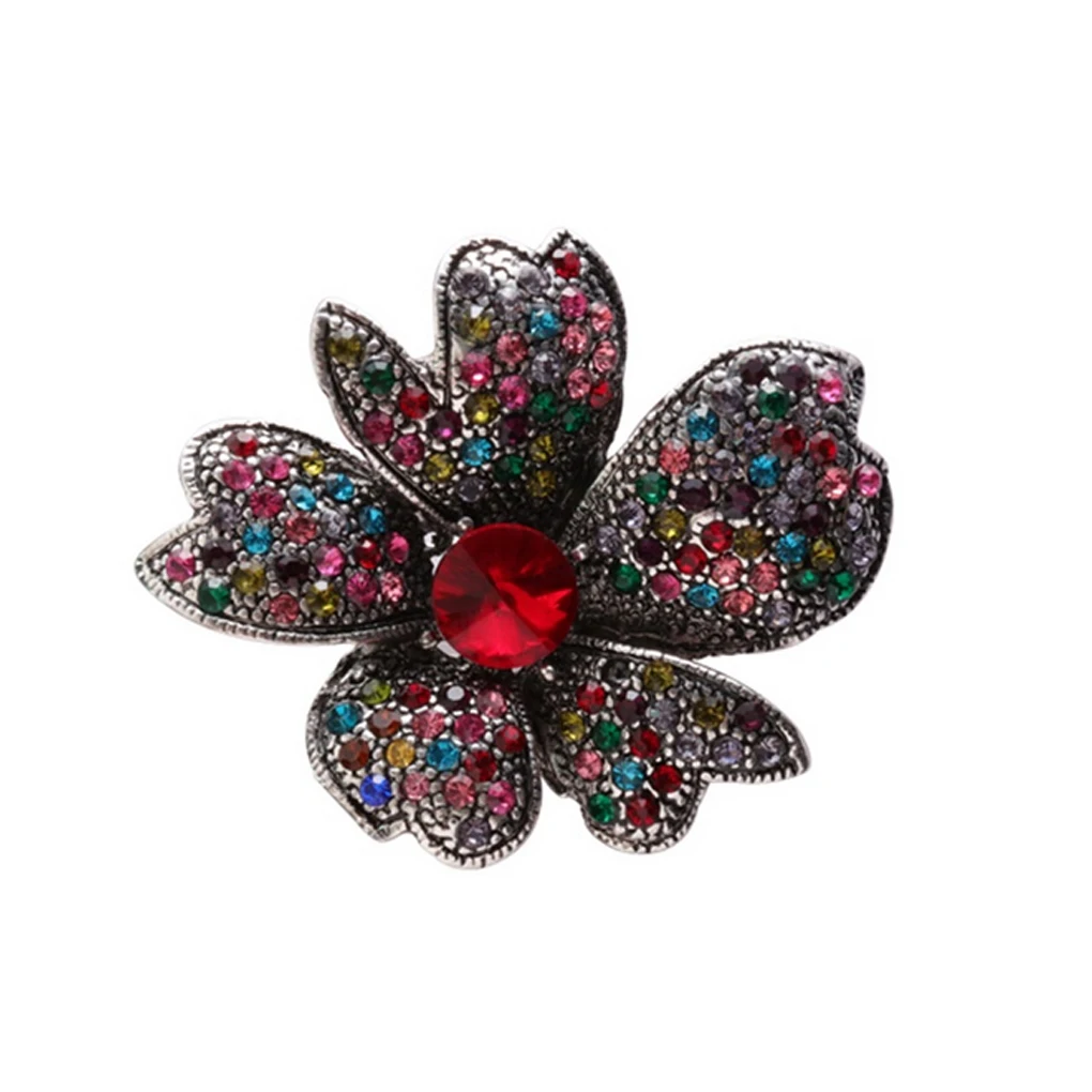 Women Colorful Crystal Decor Daffodil Floral Brooch Pin Clothes Alloy Brooch