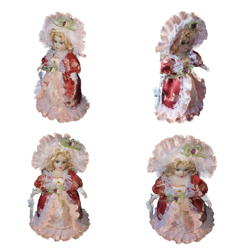 HUYU Muñeca Victoriana Coleccionable Muñeca Porcelana Elegante Muñeca Femenina Cerámica Muñeca Realista Delicada Centros
