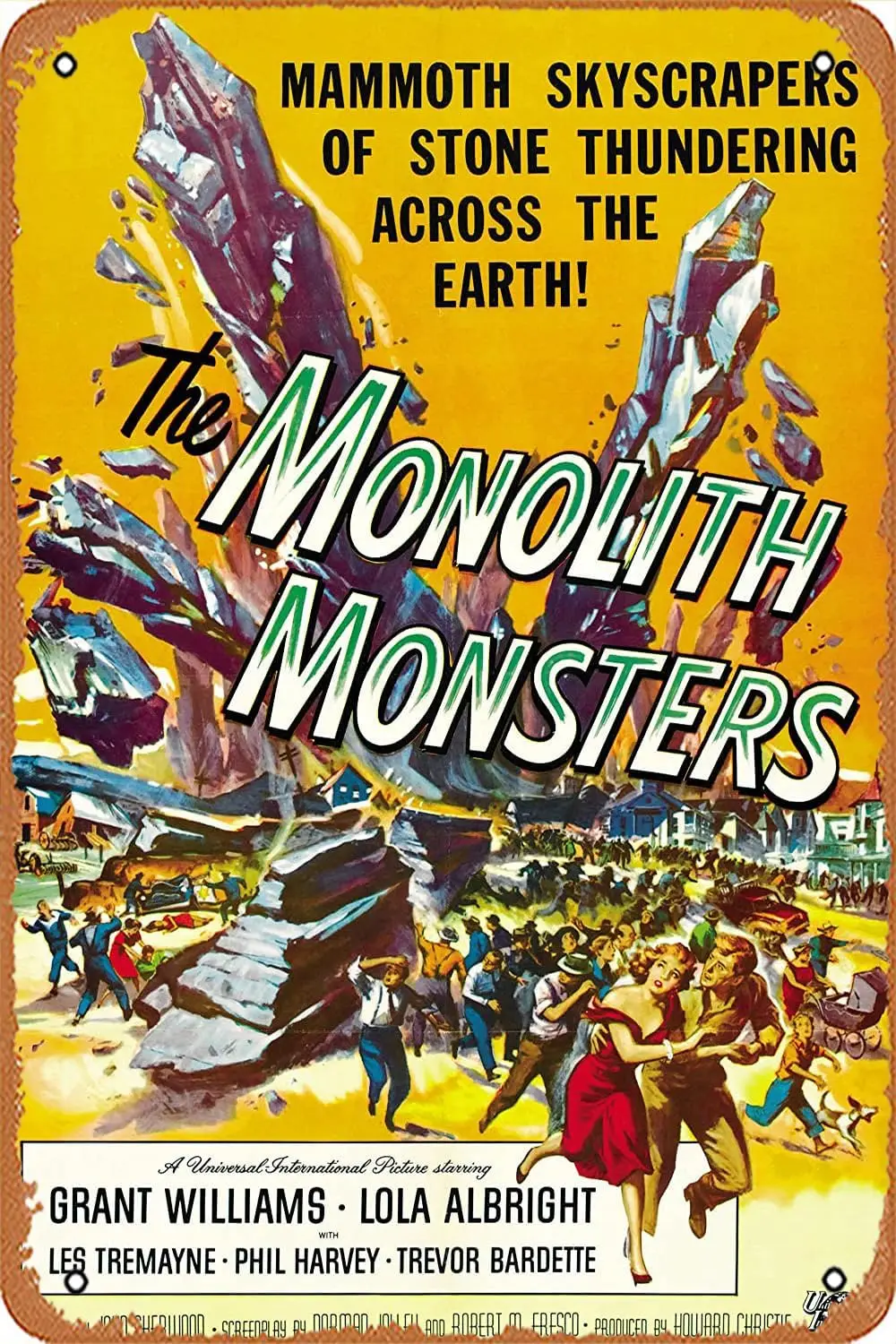 Cartel de Metal Vintage The Monolith Monsters, decoración de pared, garaje, tienda, Bar, sala de estar, 8X1, 1957