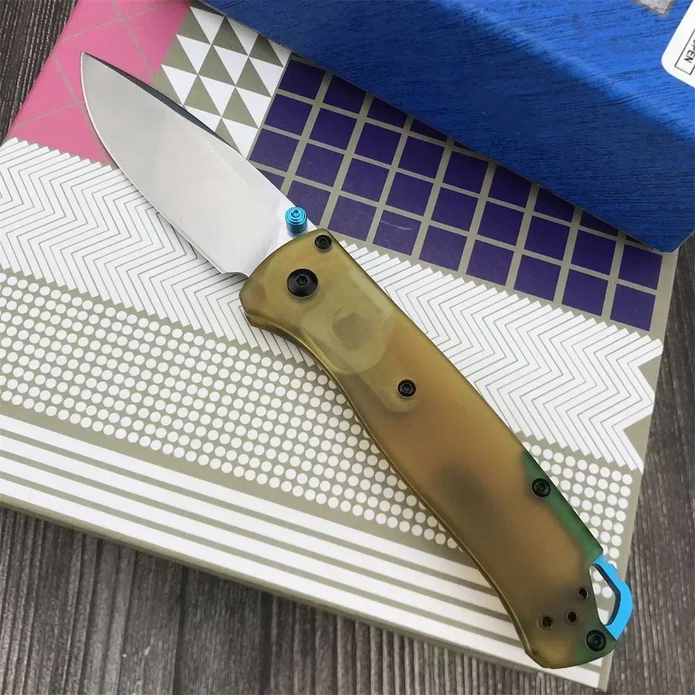 2023 NEW BM 535 Bugout Outdoor Folding Knife D2 Satin Plain Blade PEI Handle Camping Defense Pocket Knives Sharp Fishing Equip