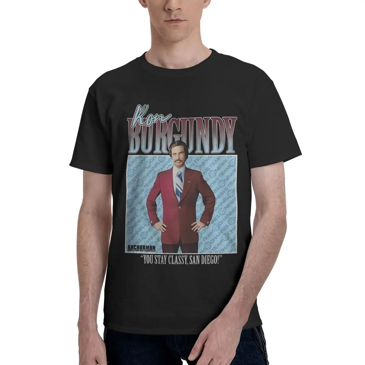 

Anchorman, Ron Burgundy, Movie 100% Cotton Casual Breathable Confortable Cute Funny Men's T-Shirt Man Clothes