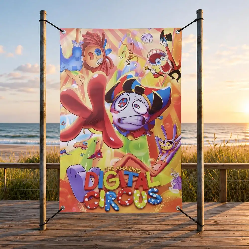 Animation T-The Amazing Digital Circus Flags Vertical Wall Hanging for Bedroom Dorm Living Room Party Garage Camping