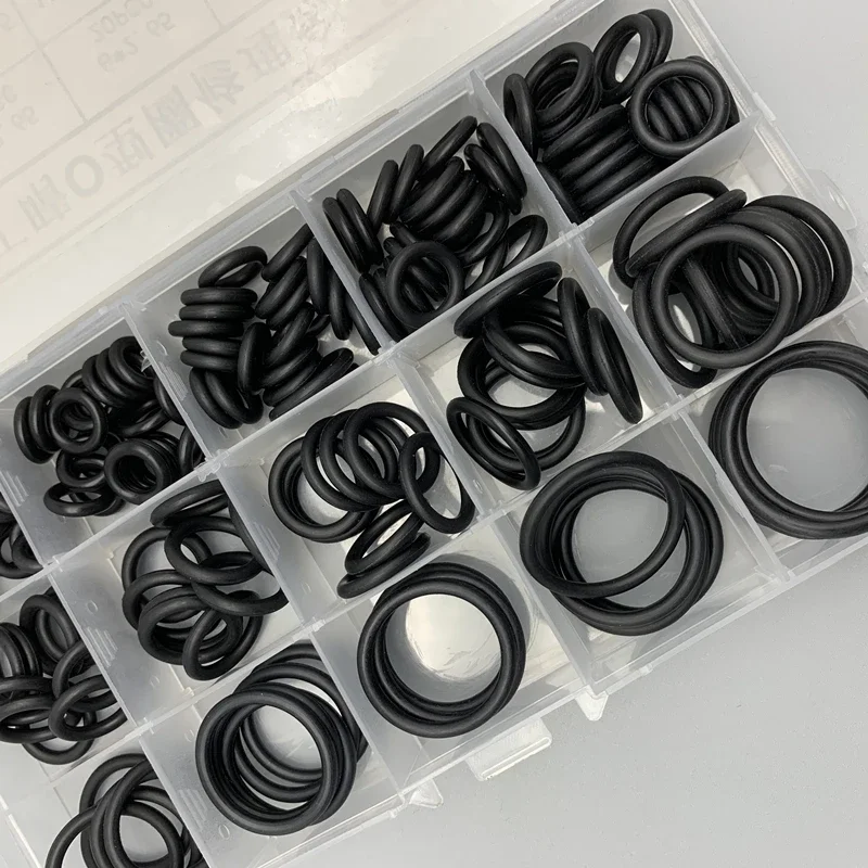 225 Pcs Black NBR O Ring Kit CS 2.4mm Watertight Oil Resistant Seal For Automotive Parts and Hydraulic Systems Repairs