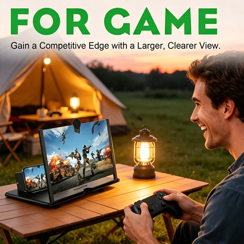 High-Definition Mobile Phone Screen Magnifier 10/12-Inch Foldable Screen Magnifier Suitable for Watching Movies and Videos