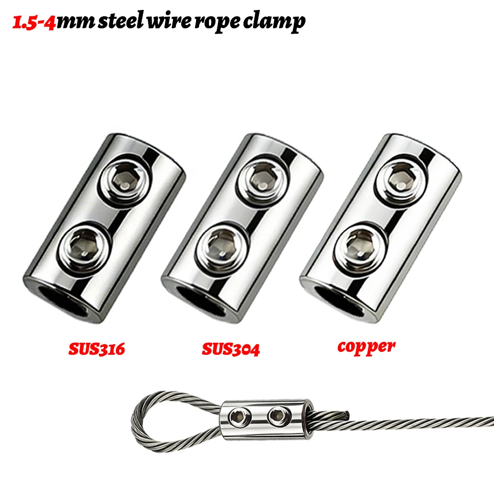 

Зажим для троса 304/316, нержавеющая сталь/медь 2/3/4 мм для стальной проволоки 1,5-4 мм, 10/20/50 шт., с шестигранным ключом, такелажное крепление