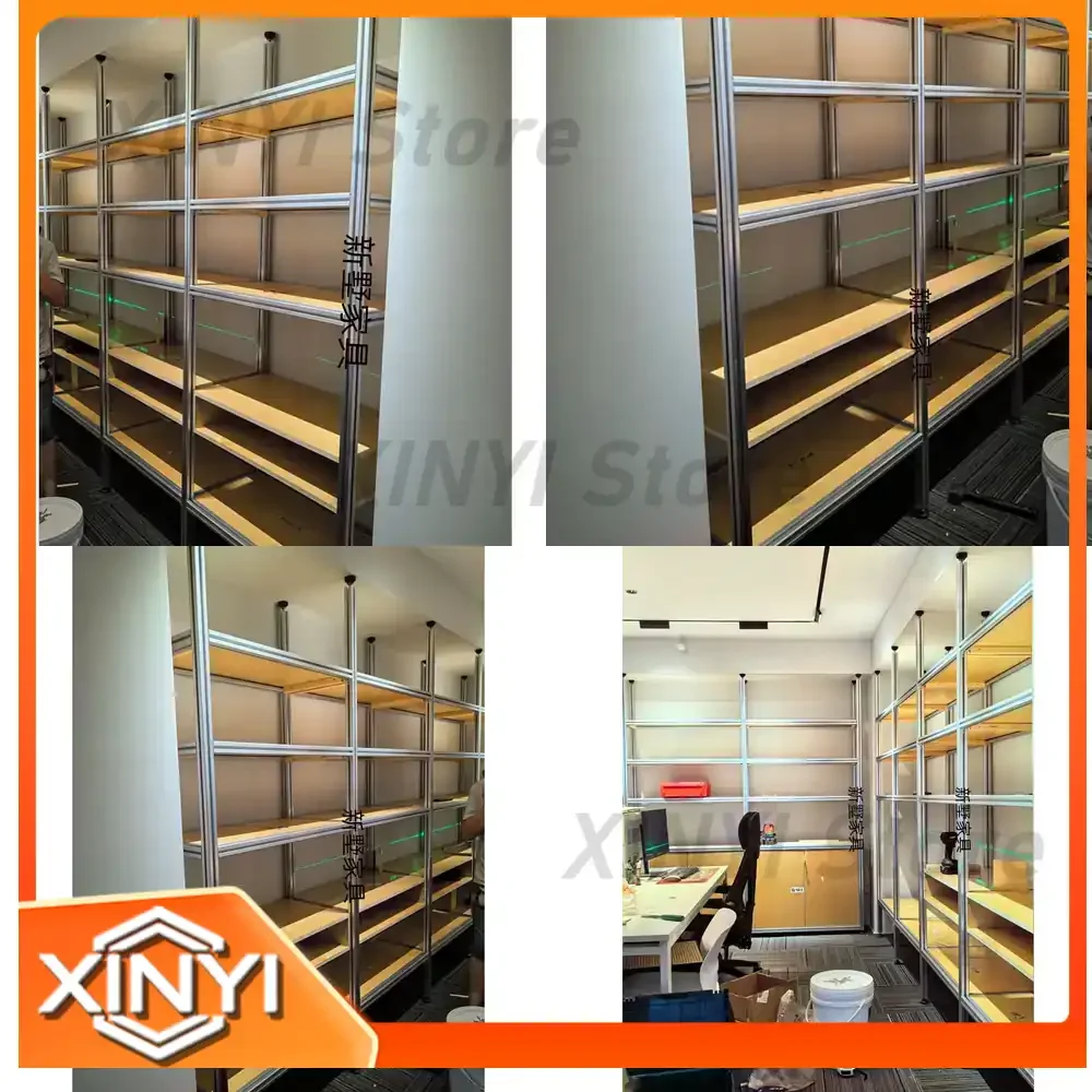 Aluminum Profile Display Shelf for Nordic Ocean Board Storage Rack Light Luxury Multi-Tier Bookshelf and Display Stand