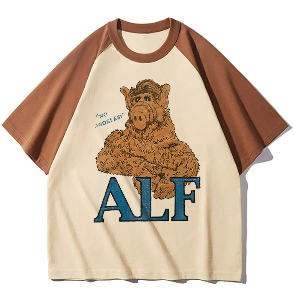 Alf t shirt women Japanese streetwear Tee girl 2000s anime clothing