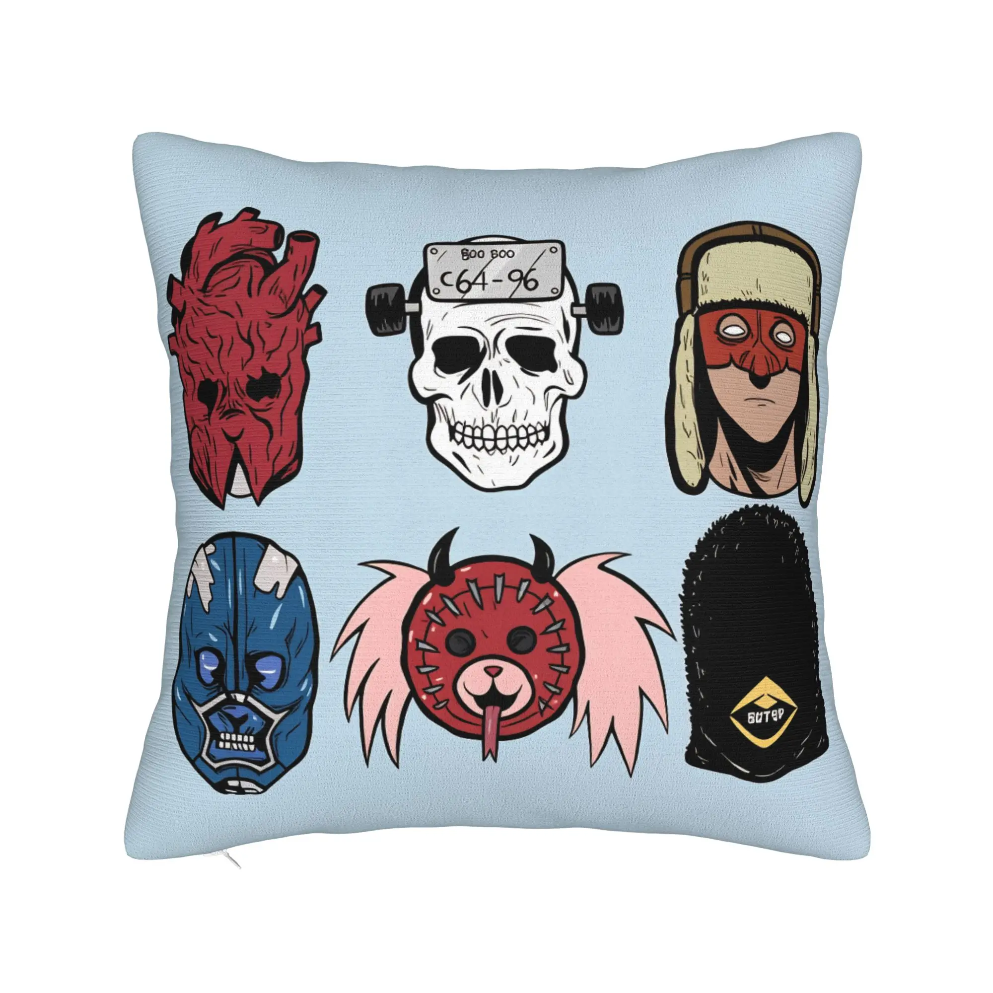 Dorohedoro Masks Pillow Cover  Soft Cushion Cover Kawaii Pillow Case For Sofa Bedroom Home Decor