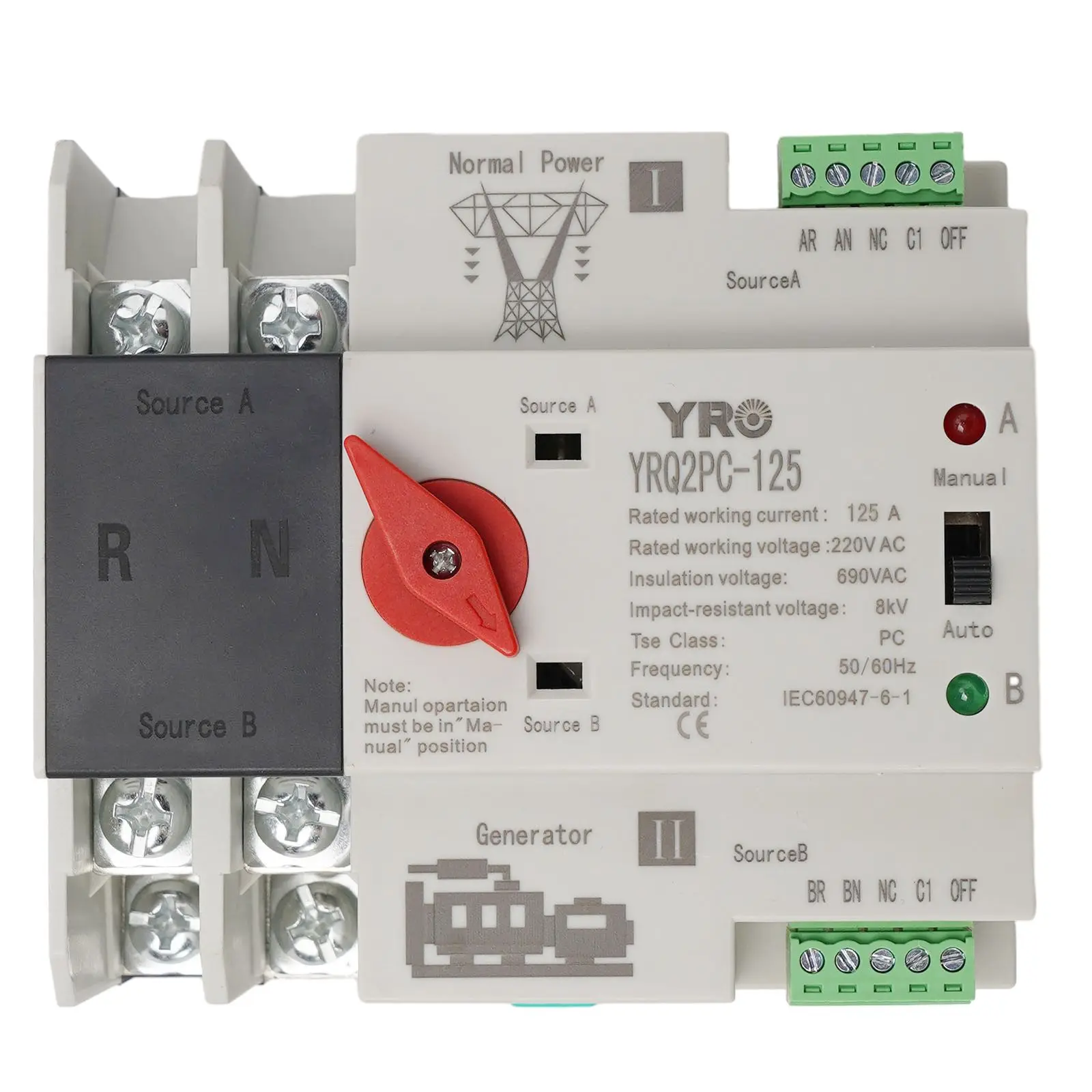 Efficient Transfer of Power with 2P 125A Dual Power Automatic Transfer Switch Perfect for Power Distribution Units