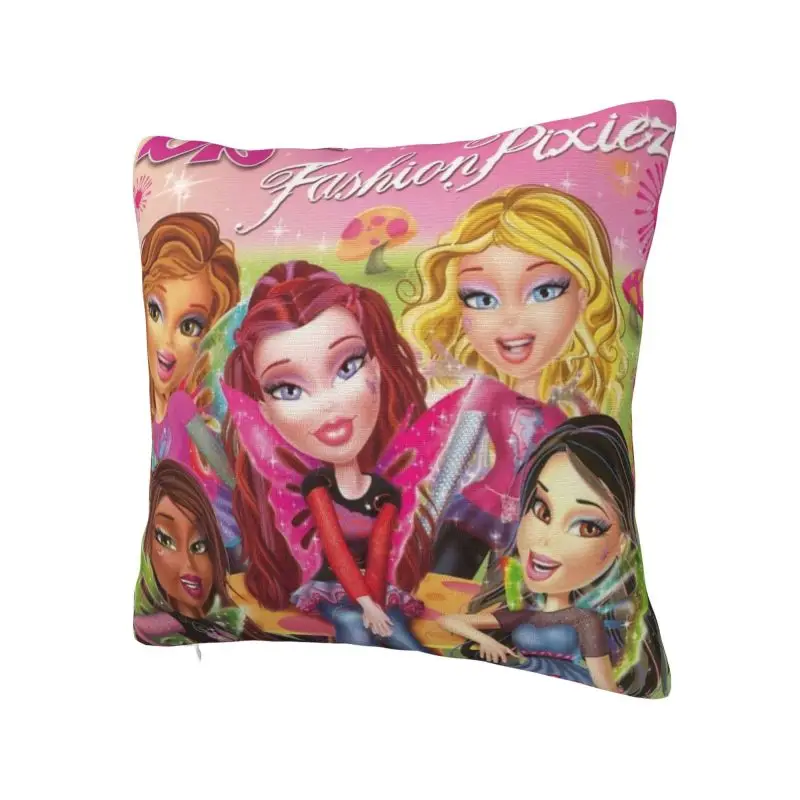 Bratz Doll Square Pillow Case Home Decorative Tv Movie Cartoon Cushion Cover Throw Pillow for Sofa Double-sided Printing