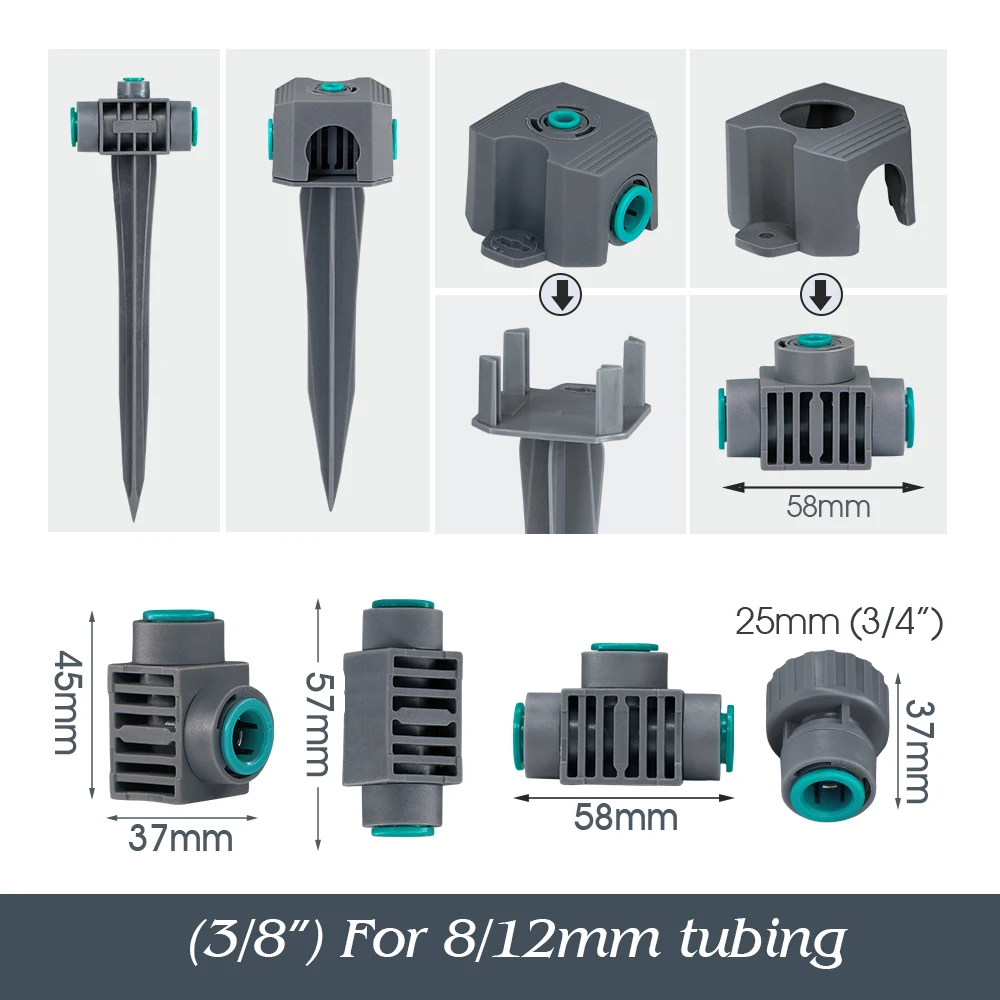 12MM akcesorium rurowe do węża OD-12MM szybki Adapter Anti-Fall Off Tee Elbow równą stawką dla nawadnianie ogrodu armatury urządzeń