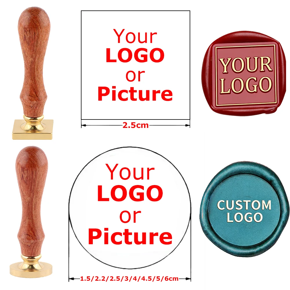 

Custom Logo Design Wax Seal Stamps Personalized 1.5-6cm Brass Stamp for DIY Wedding Envelopes Invitation Greeting Card Craft