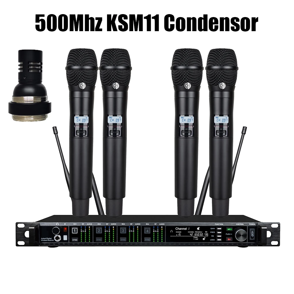 Leicozic AD4Q 4 Channel Wireless Microphone Professional Stage Microfone Condsensor KSM11 KSM9 BETA87A Capsule 500/600/900Mhz