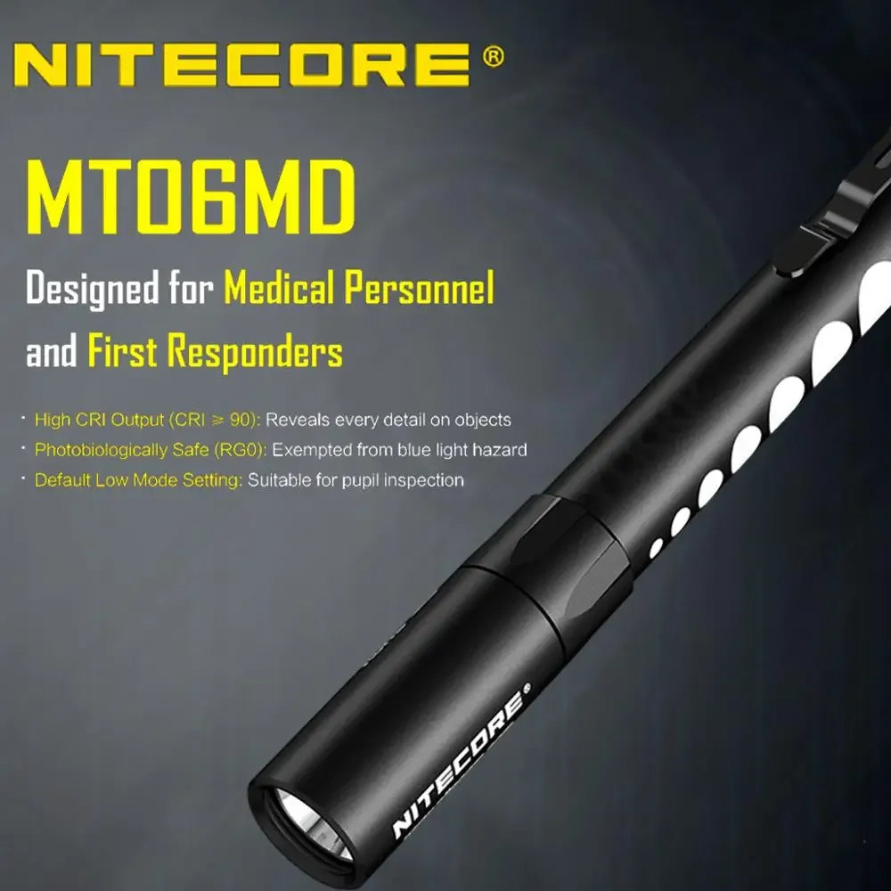 NITECORE MT06MD Professional Medical Flashlight Nichia 219B 180LM Power By 2* AAA batteries Pen light Engineers Mechanical