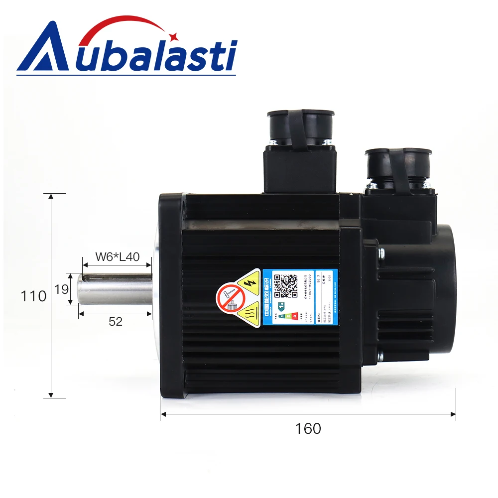 Aubalasti 600W AC Servo Motor Kits 110ST-M02030 2N.m 220V 3000RPM Permanent Magnet Match Driver AASD-15A for CNC Engraving