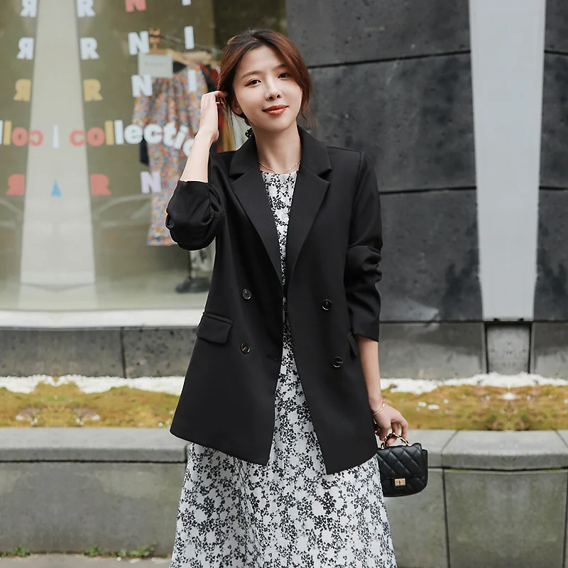 Casaco longo mulher blazer feminino de duas camadas praia barra resistente ao desgaste treliça estiramento camada frente popular sazonal macio jovem