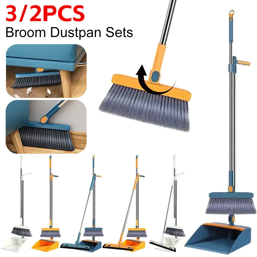 Broom Scoop Set Household Folding Dustpan Broom and Shovel Set Bathroom Water Wiper Pet Hair Grabber Sweeping Cleaning Tools