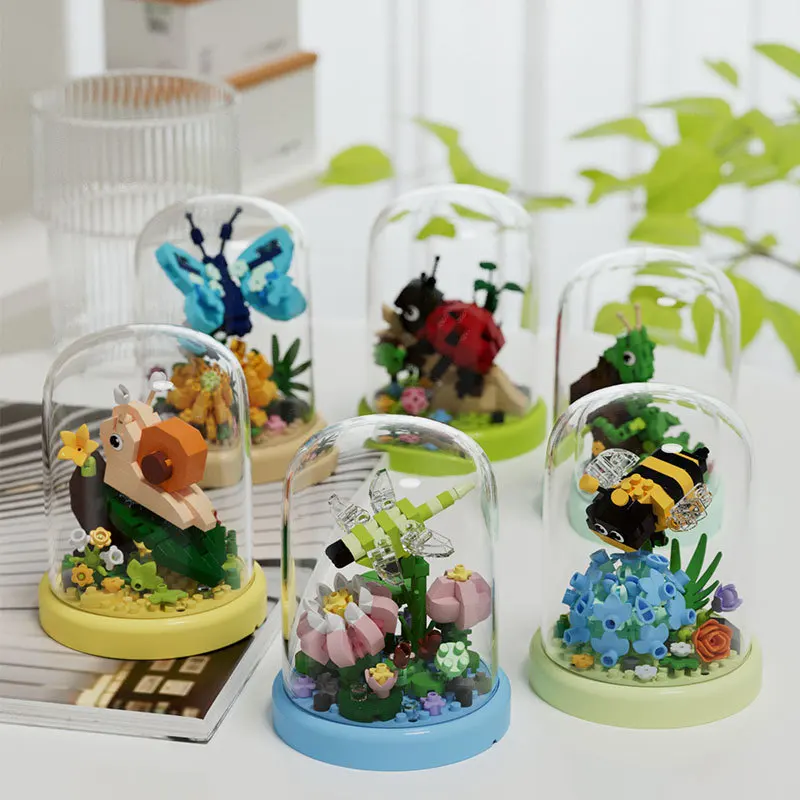 

Adult Insert Building Blocks Rose Flowers Bouquet Flower Blocks Bonsai Plant Model Bricks DIY Home Decoration Toy for Kids Gifts